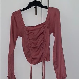 PACSUN ruched pink satin top